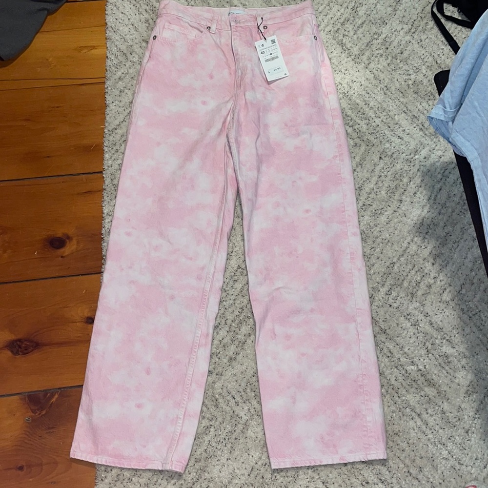 Zara Wide Leg Tie-Dye Jeans